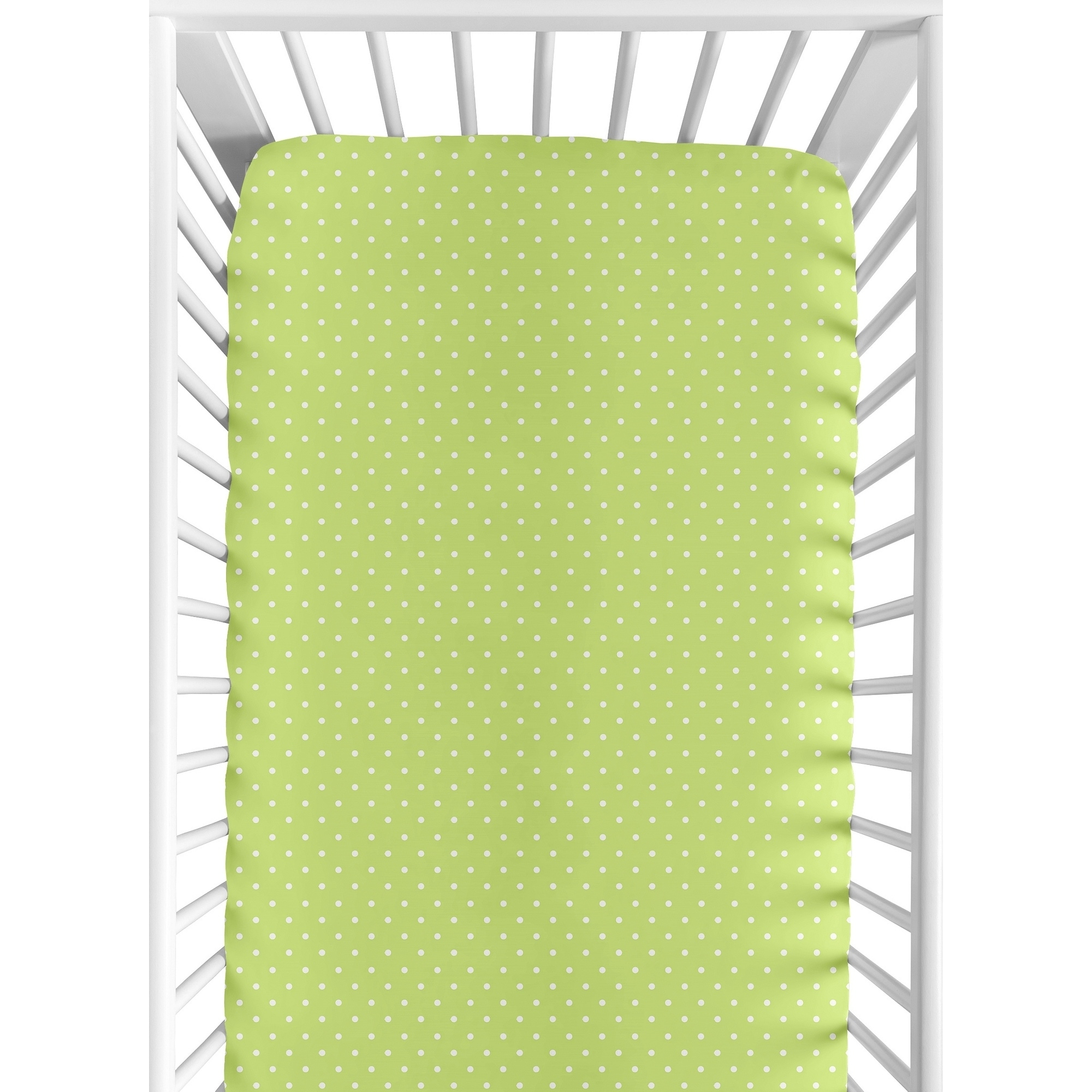 Sweet Jojo Designs Fitted Crib Sheet In Lime Mini Dot (Lime and whiteDimensions 52 inches x 28 inches x 8 inchesMaterial 100 percent cottonCoordinates with all pieces of the matching Sweet Jojo Designs setsCare instructions Machine washableFits all sta