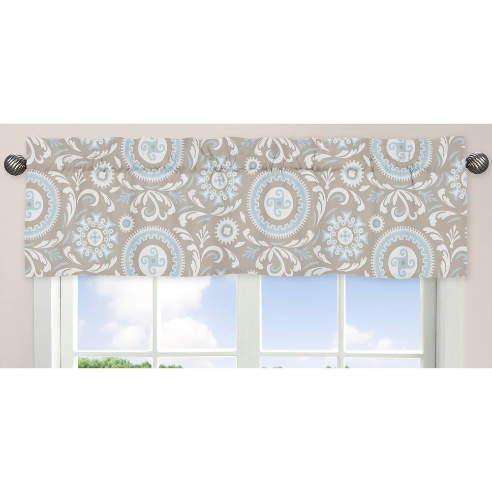 Sweet Jojo Designs Spa Blue, Taupe and White 54-inch x 15-inch Window Treatment Curtain Valance for Blue and