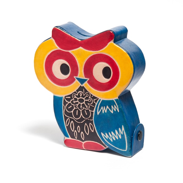 Handmade Leather Owl Piggy Bank (India)