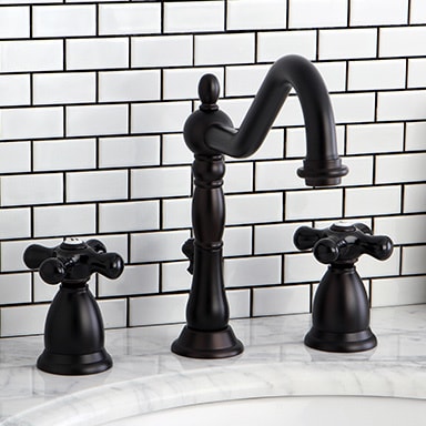 Victorian Oil Rubbed Bronze and Black Widespread Bathroom Faucet