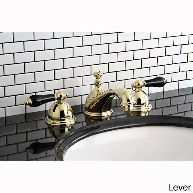 Polished Brass and Black Widespread Bathroom Faucet - Lever