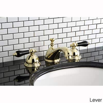 Polished Brass and Black Widespread Bathroom Faucet