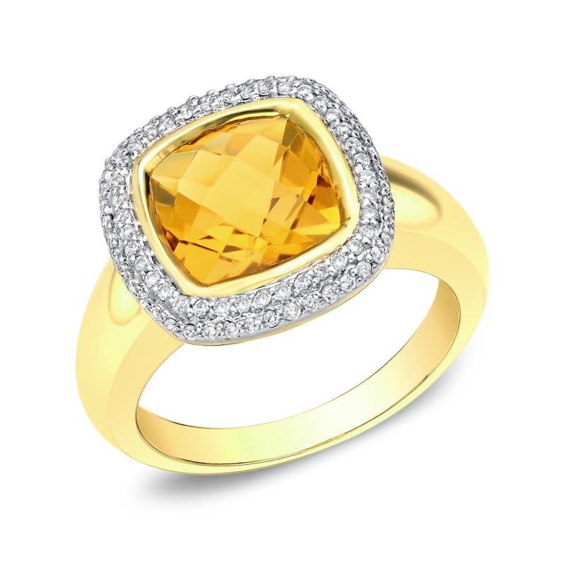 Auriya 14k Two-tone Gold 1/4ct TDW Citrine and Diamond Ring (H-I, SI1-SI2)