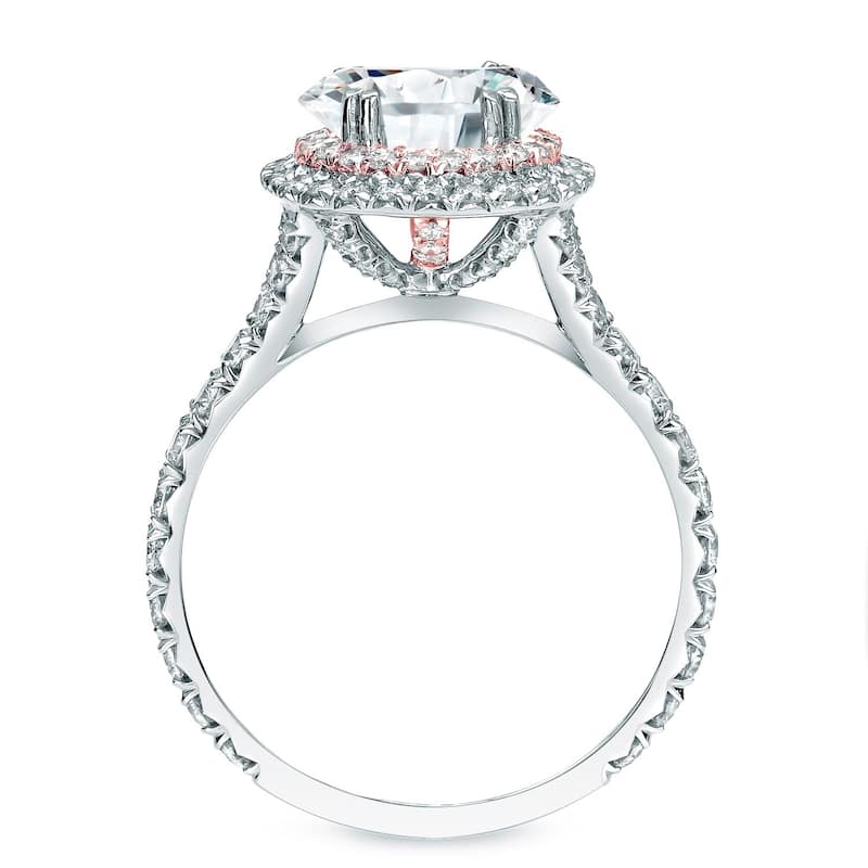 Auriya 14k Gold 2ctw Double Halo Diamond Engagement Ring 14k Two-Tone Gold Certified