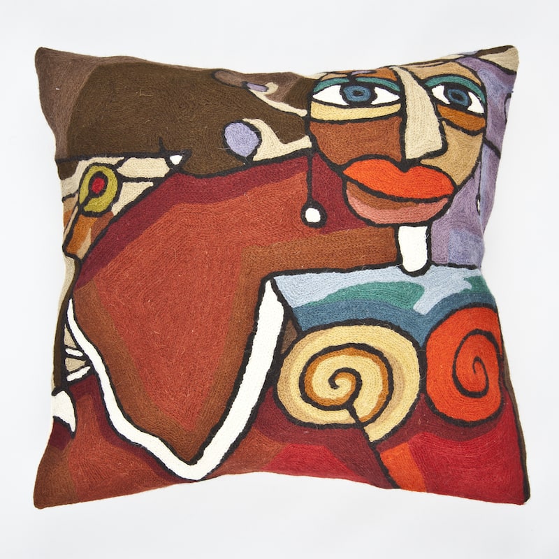 Handmade Red Multi-colored Martini Throw Pillow Cover(India)
