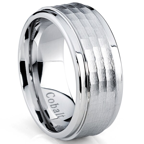 Oliveti Cobalt Men's Hammered Comfort Fit Band (9 mm)