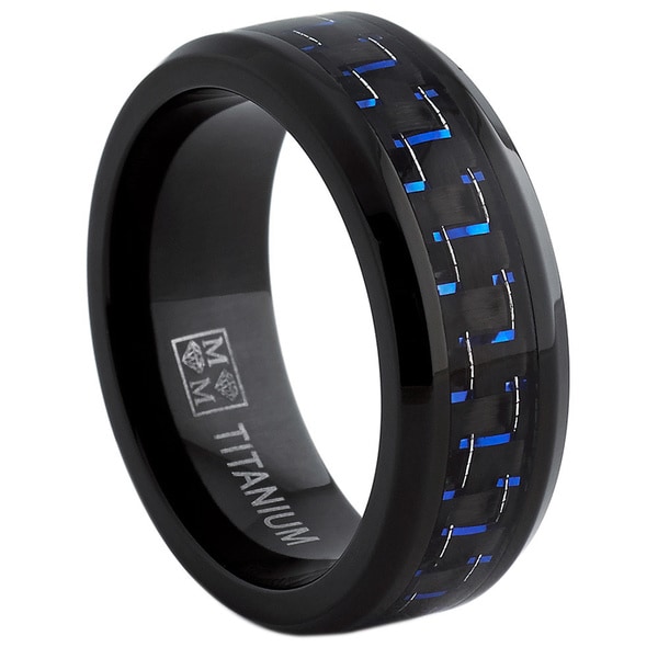 Shop Oliveti Black Titanium Men's Black and Blue Carbon Fiber Comfort ...