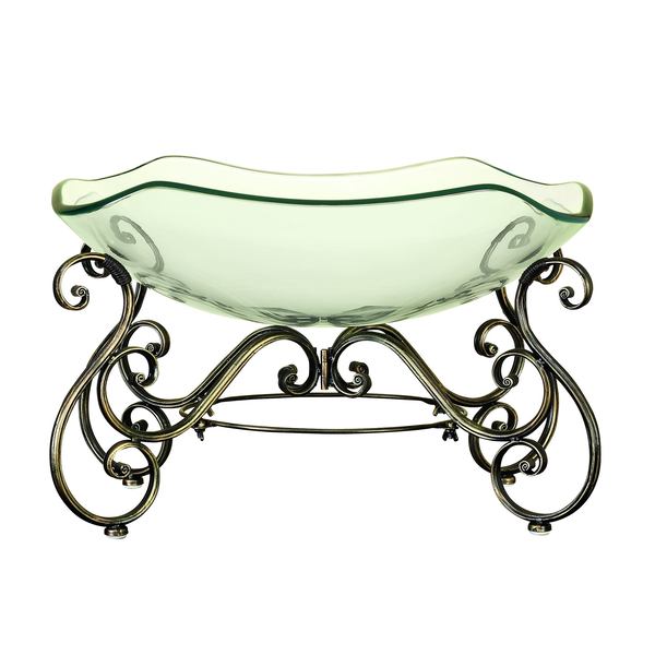 Elegant Decorative Glass Bowl with Metal Stand Free Shipping Today