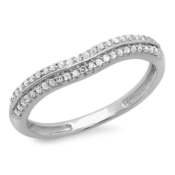 14k White Gold 1/5ct TDW Pave Curved Diamond Band (I J, I2 I3) Diamond Rings