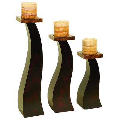 The Curated Nomad Bimini Wood Candle Holder (Set of 3)