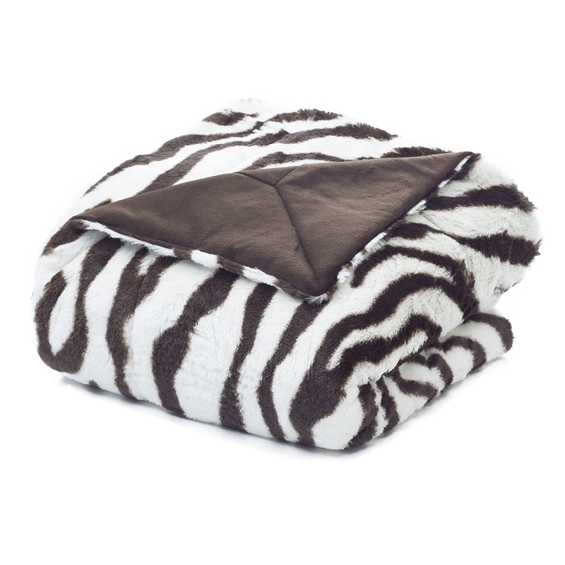 Zebra Faux Fur Plush Throw