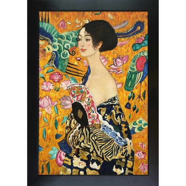 Gustav Klimt Signora con Ventaglio Interpretation Hand Painted