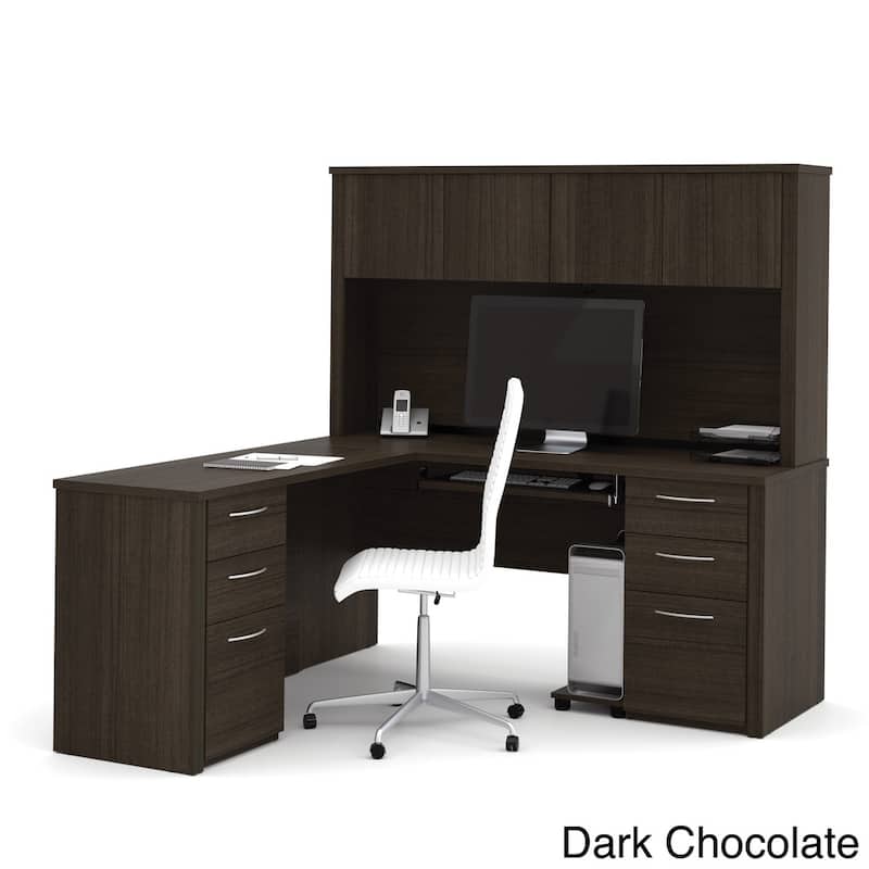 Bestar Embassy 6-drawer L-shaped Workstation Desk Kit - Dark Chocolate