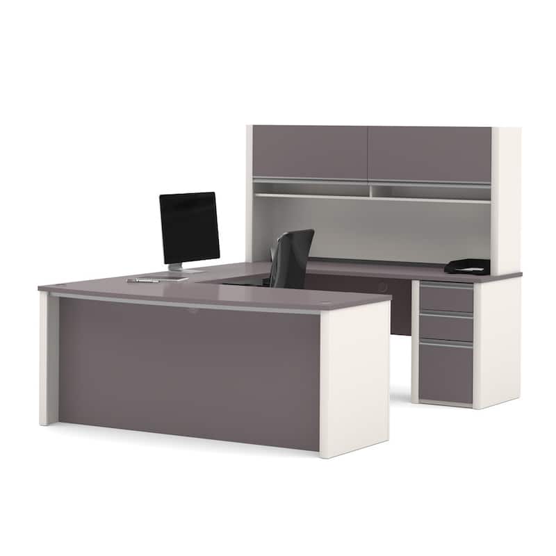 Bestar Connexion U-shaped Workstation Desk Kit - Slate/Sandstone