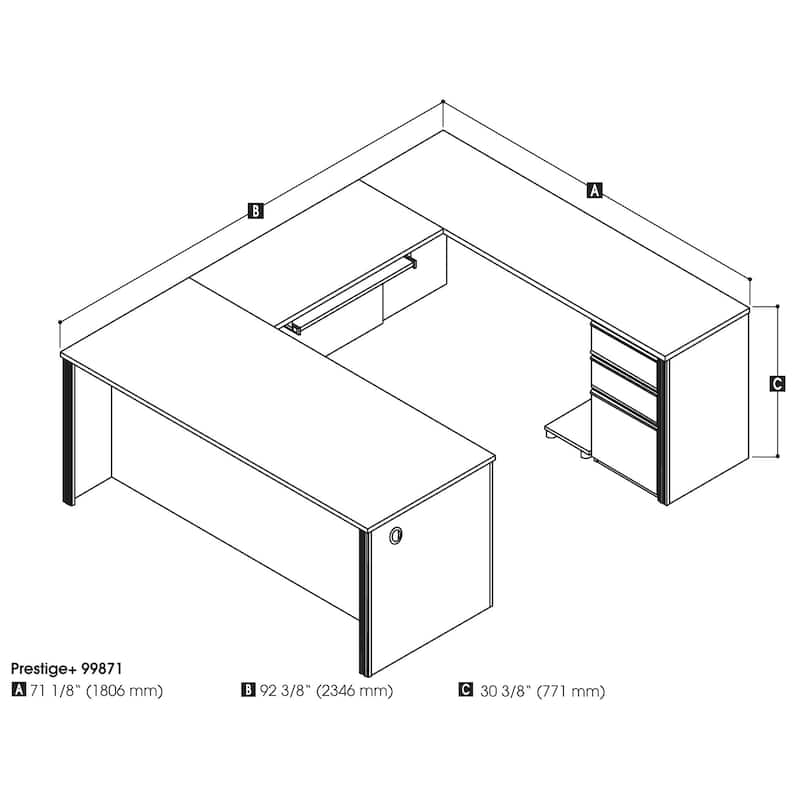 Bestar Prestige U-shaped Workstation Desk Kit