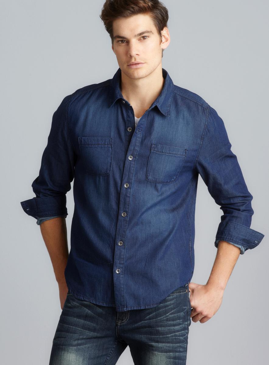 Seven7 Long Sleeve Button Down Denim Shirt