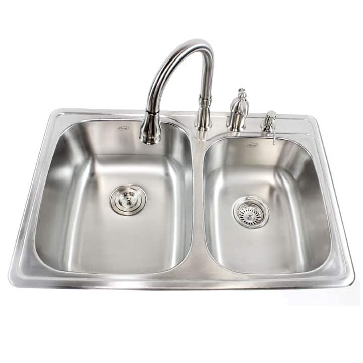 18-gauge Stainless Steel Double 33-inch Top-Mount/Drop-In 60/40 Bowl Kitchen Sink