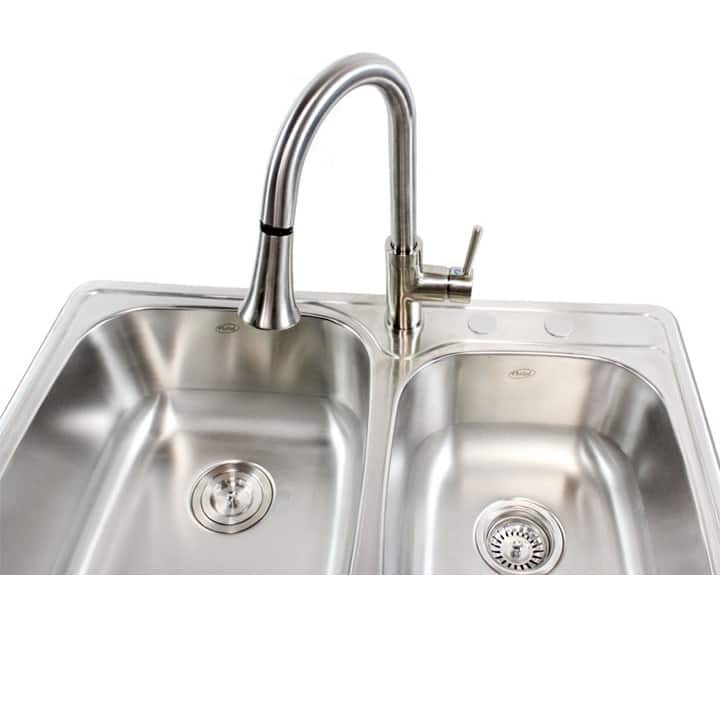 18-gauge Stainless Steel Double 33-inch Top-Mount/Drop-In 60/40 Bowl Kitchen Sink