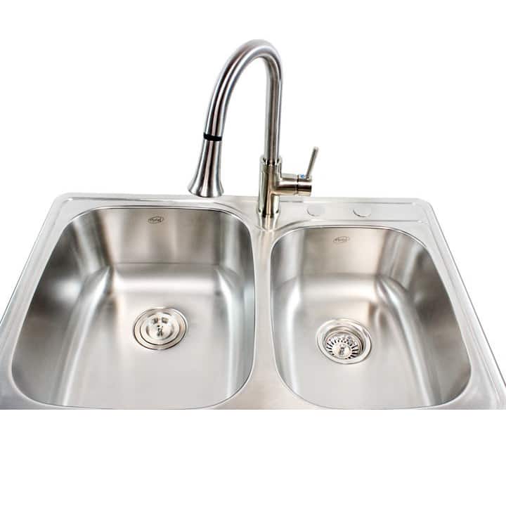 18-gauge Stainless Steel Double 33-inch Top-Mount/Drop-In 60/40 Bowl Kitchen Sink