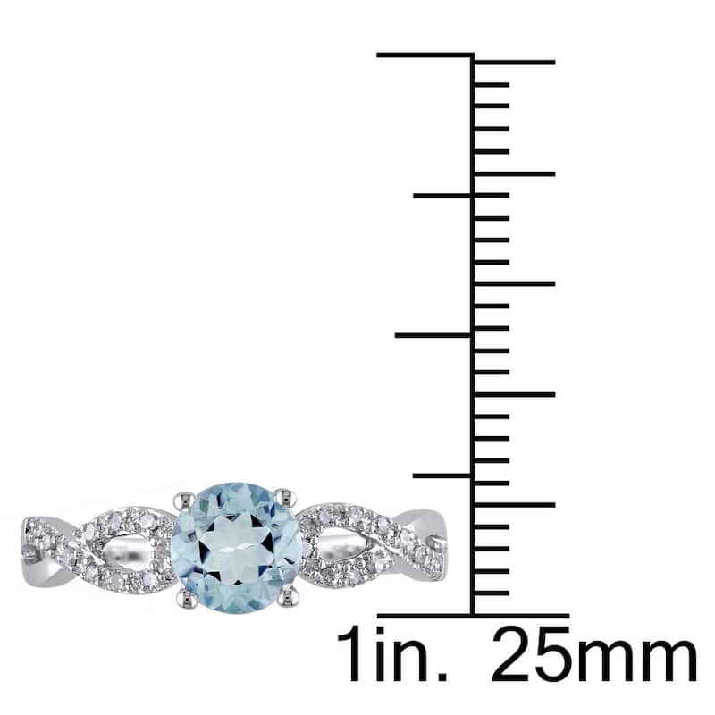 Miadora 10k White Gold Aquamarine and 1/10ct TDW Diamond Ring (G-H, I1-I2)