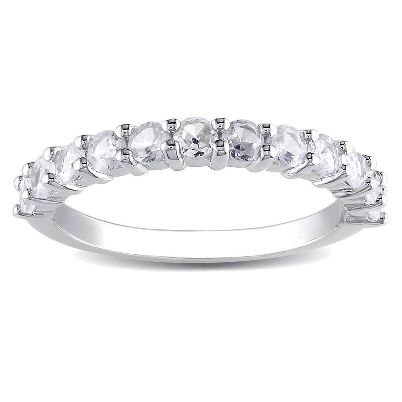 Miadora Sterling Silver White Round Created Sapphire Ring