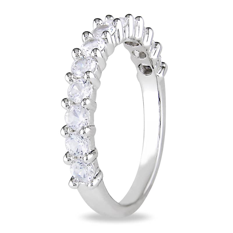Miadora Sterling Silver White Round Created Sapphire Ring