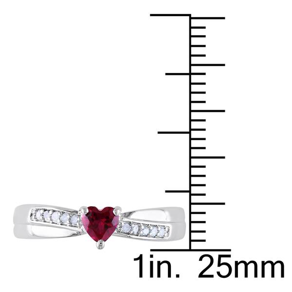 Miadora Sterling Silver Created Ruby and Diamond Accent Heart Ring