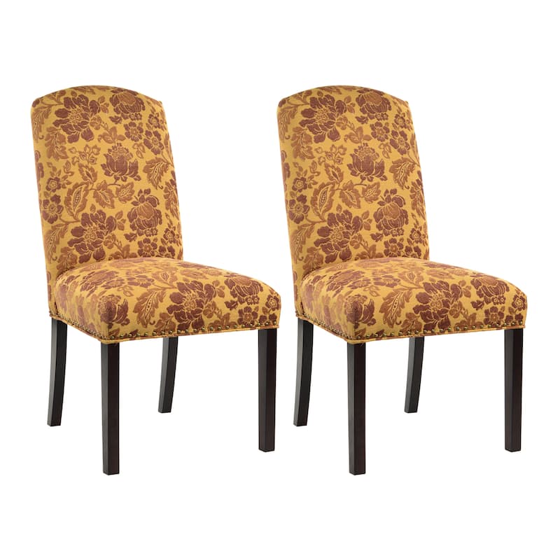 Cortland Honey Camelback Nail Trim Dining Chairs (Set of 2) - 21 inches w. x 26 inches d. x 41 inches h.