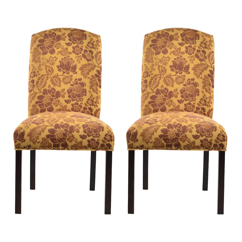 Cortland Honey Camelback Nail Trim Dining Chairs (Set of 2) - 21 inches w. x 26 inches d. x 41 inches h.