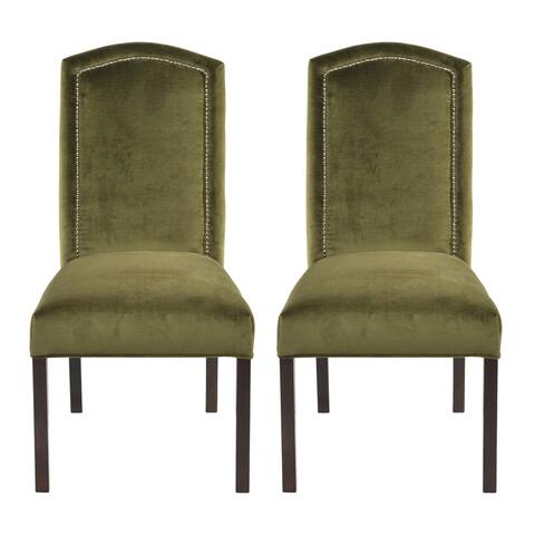 Cannes Moss Camelback Back Nail Head Dining Chairs (Set of 2)