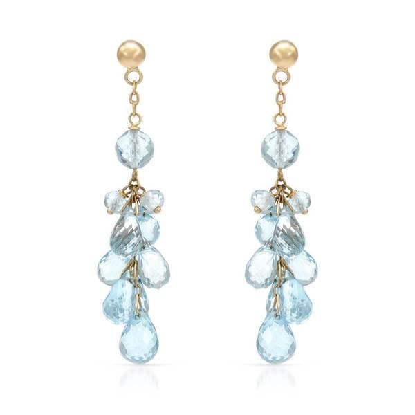 14k Yellow Gold Blue Topaz Chandelier Earrings
