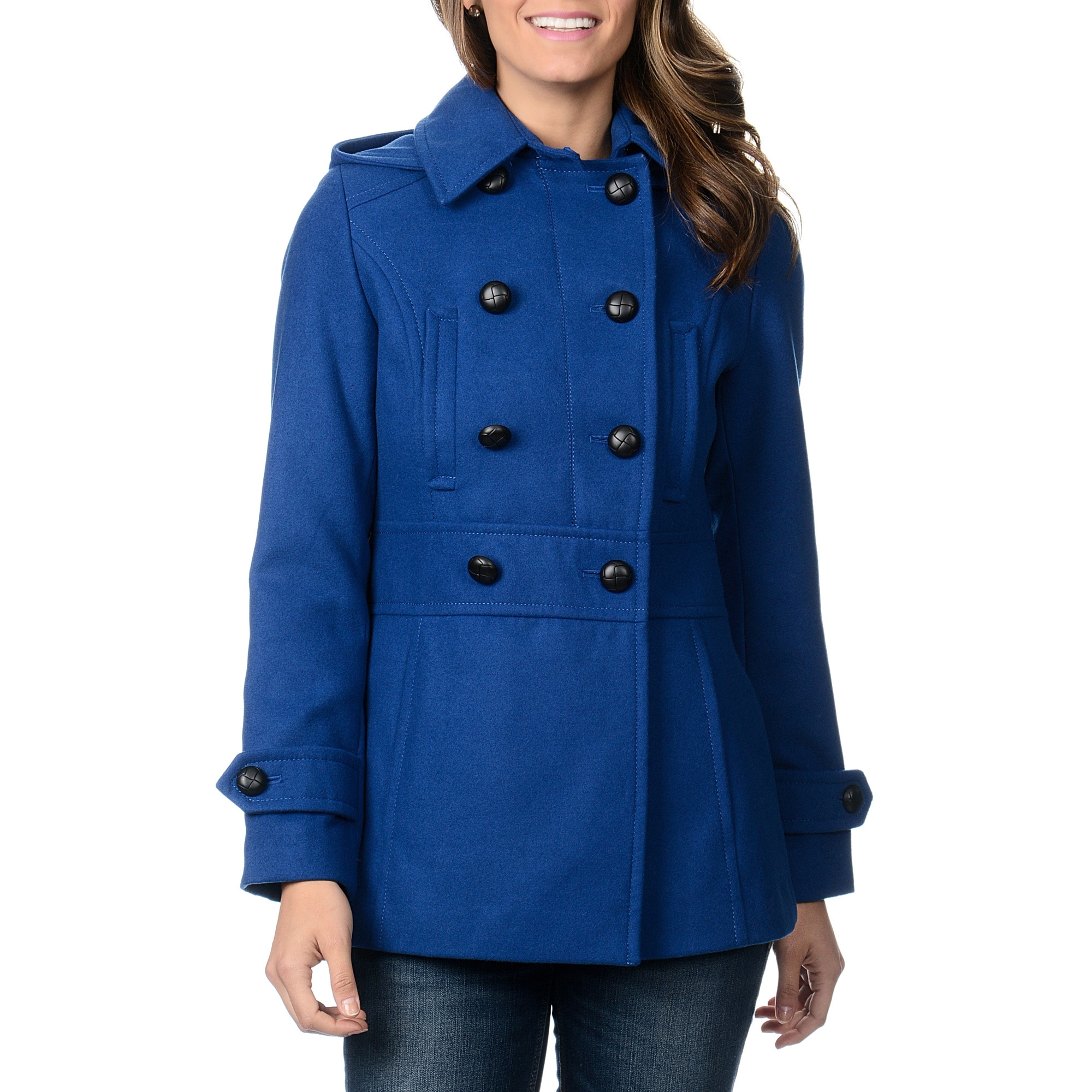 Kensie Womens Hooded Double Breasted Coat