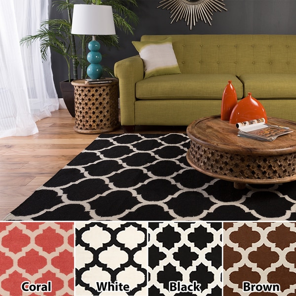 Hand-woven Kramer Moroccan Trellis Geometric Flatweave Wool Area Rug - 9' x 13'