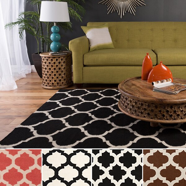 Hand-woven Kramer Moroccan Trellis Geometric Flatweave Wool Area Rug - 9' x 13'