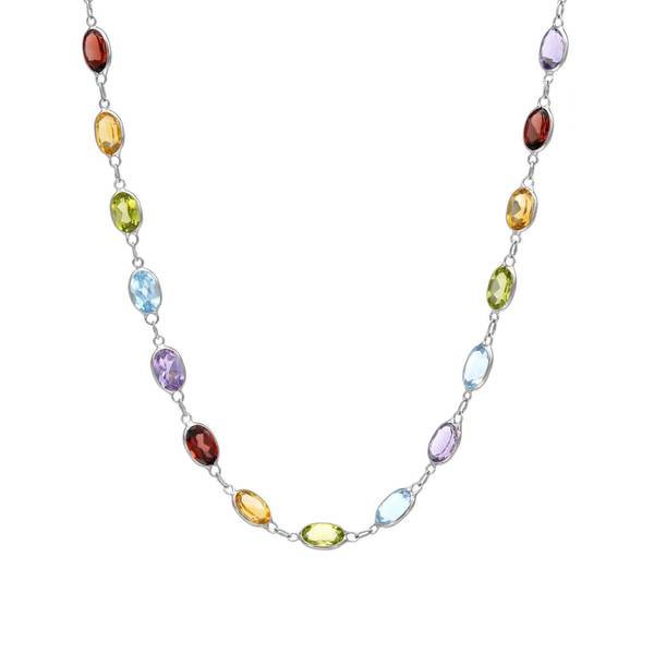 multi stone necklace gold