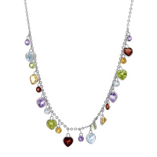 Shop 14k White Gold Multi-gemstone Necklace - Overstock - 8611340