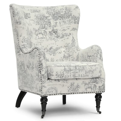 Baxton Studio 'Livingston' Colonial Print Linen Accent Chairs (Set of 2)