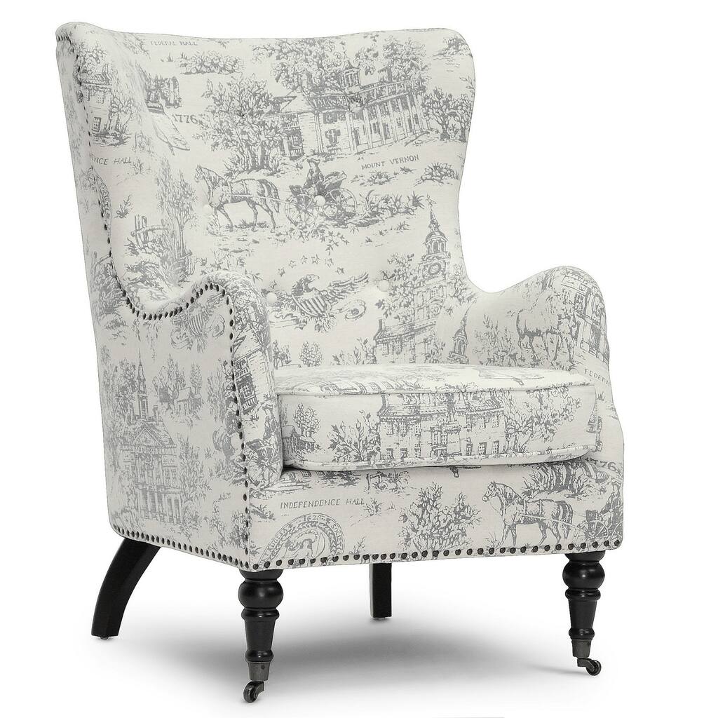 Baxton Studio 'Livingston' Colonial Print Linen Accent Chairs (Set of 2)