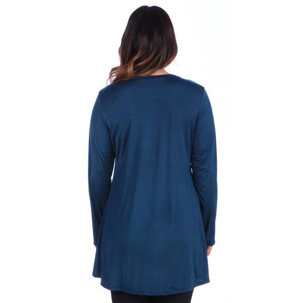 Sizes S-1XL Made in USA 24seven Comfort Apparel Womens Long Sleeve Empire Waist Pleated Tunic Top
