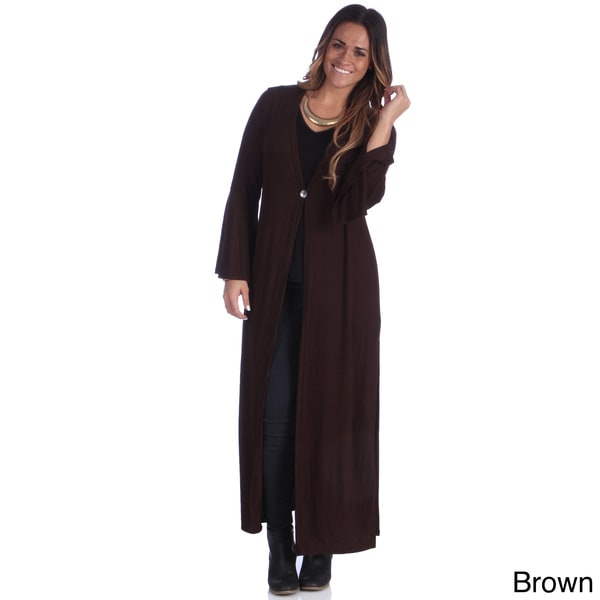 24/7 Comfort Apparel Women's Plus Size 1 button Maxi Jacket 24/7 Comfort Apparel Outerwear