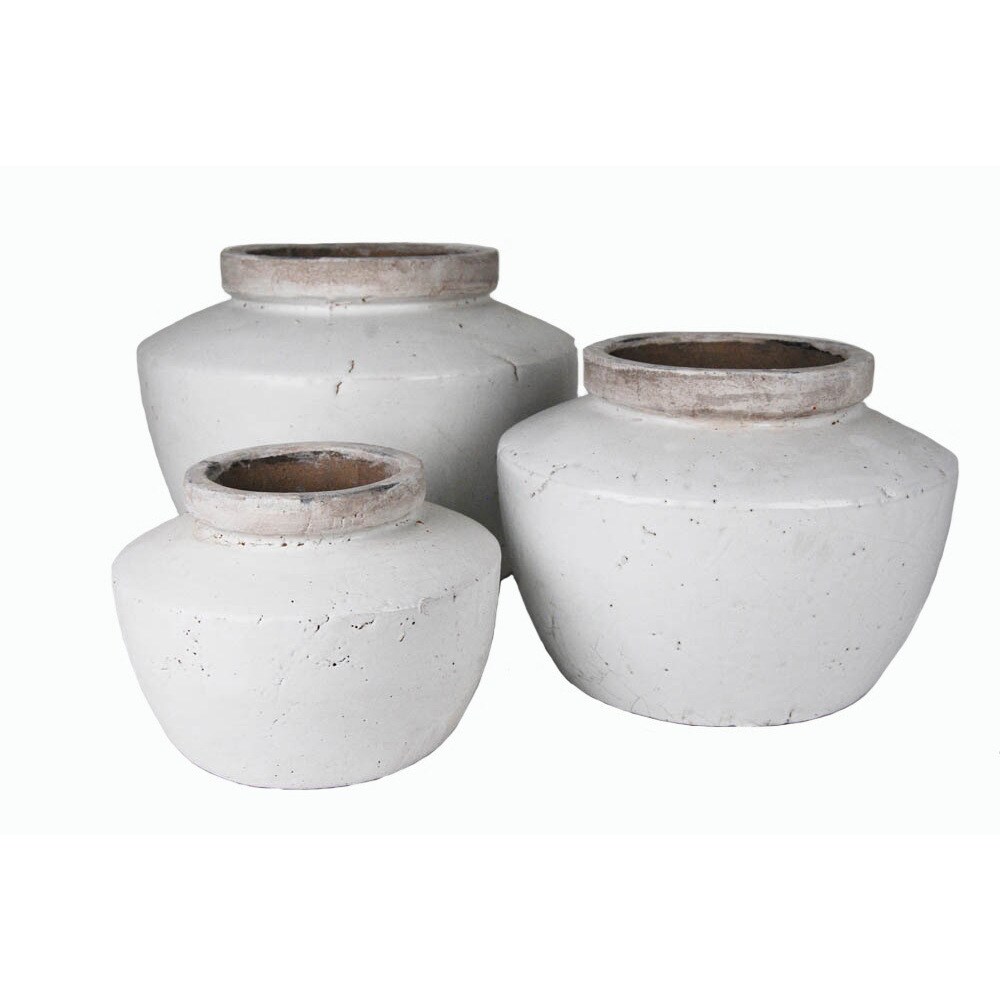 Stoneware Decorative Pot (set Of 3)
