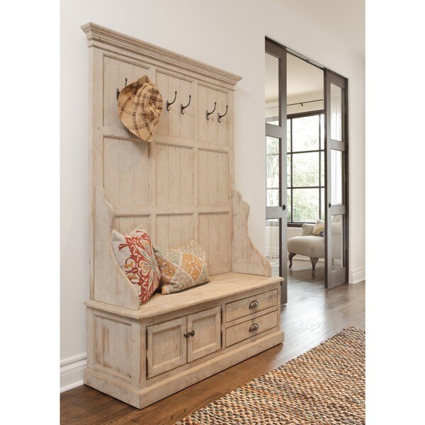 Kosas Home Wilson Antique White Reclaimed Pine Entryway