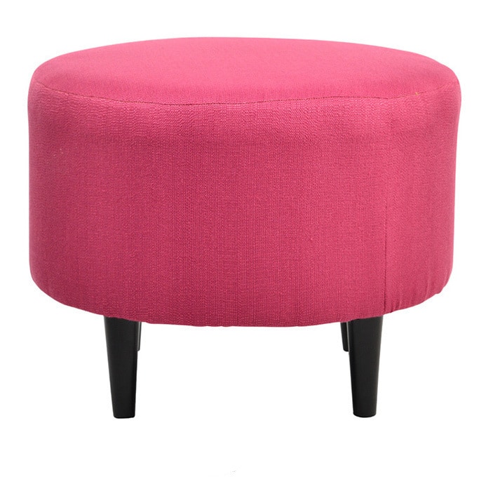 Carson Carrington Rodding Round Ottoman - Tulip Pink