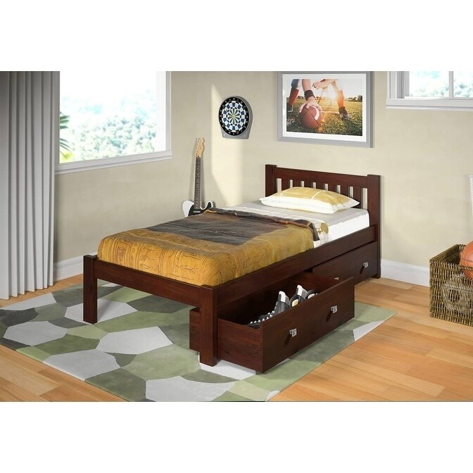 Donco Kids Mission Twin Bed In Dark Cappuccino With Storage