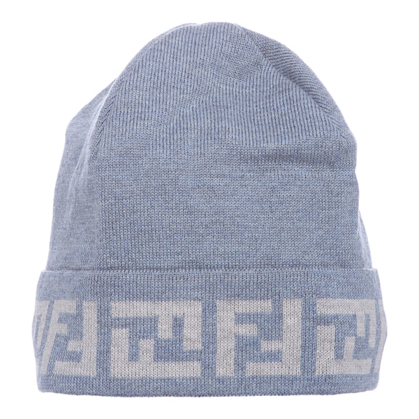 Fendi Sky Blue Zucca Skull Cap Fendi Designer Hats