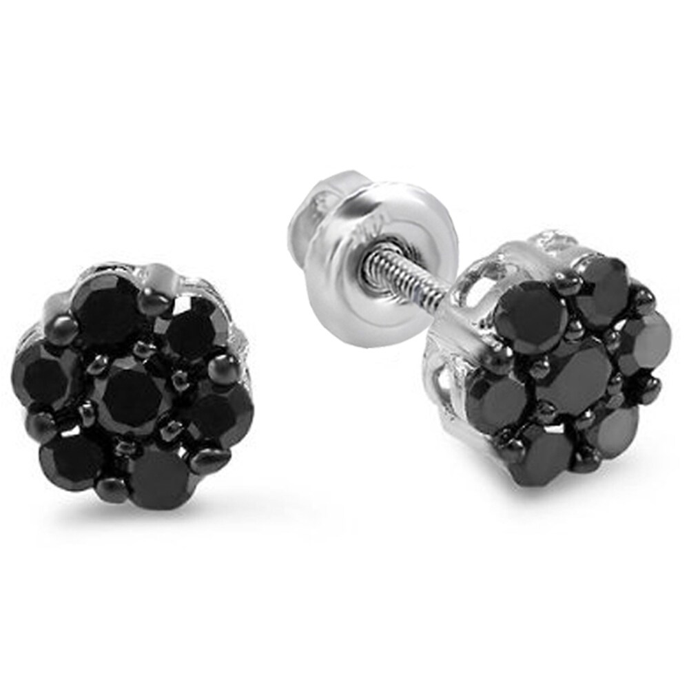 black diamond cluster earrings
