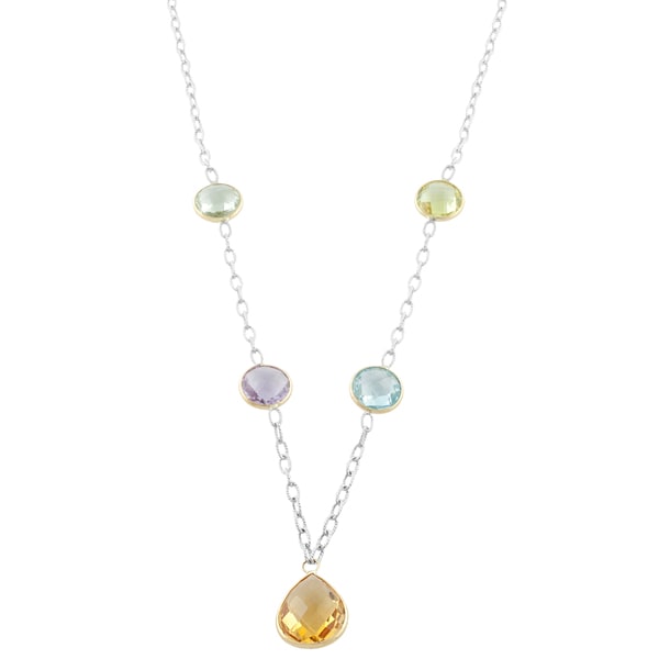 Fremada Sterling Silver and 14k Gold Round and Oval Multiple Gemstones