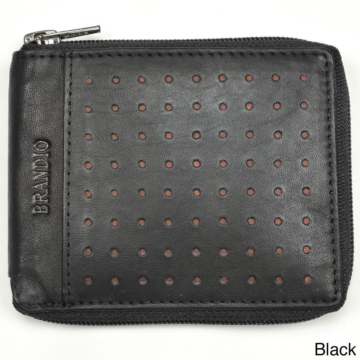 Brandio Mens Bi fold Perforated Leather Wallet