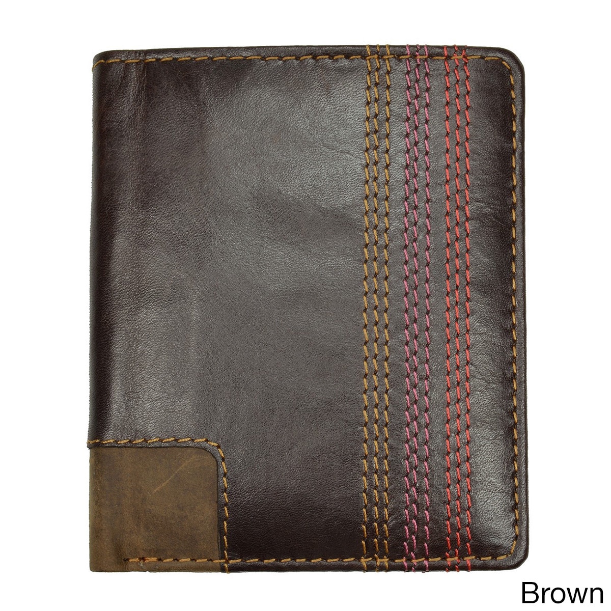 Mens Black Leather Topstitched Bi fold Wallet