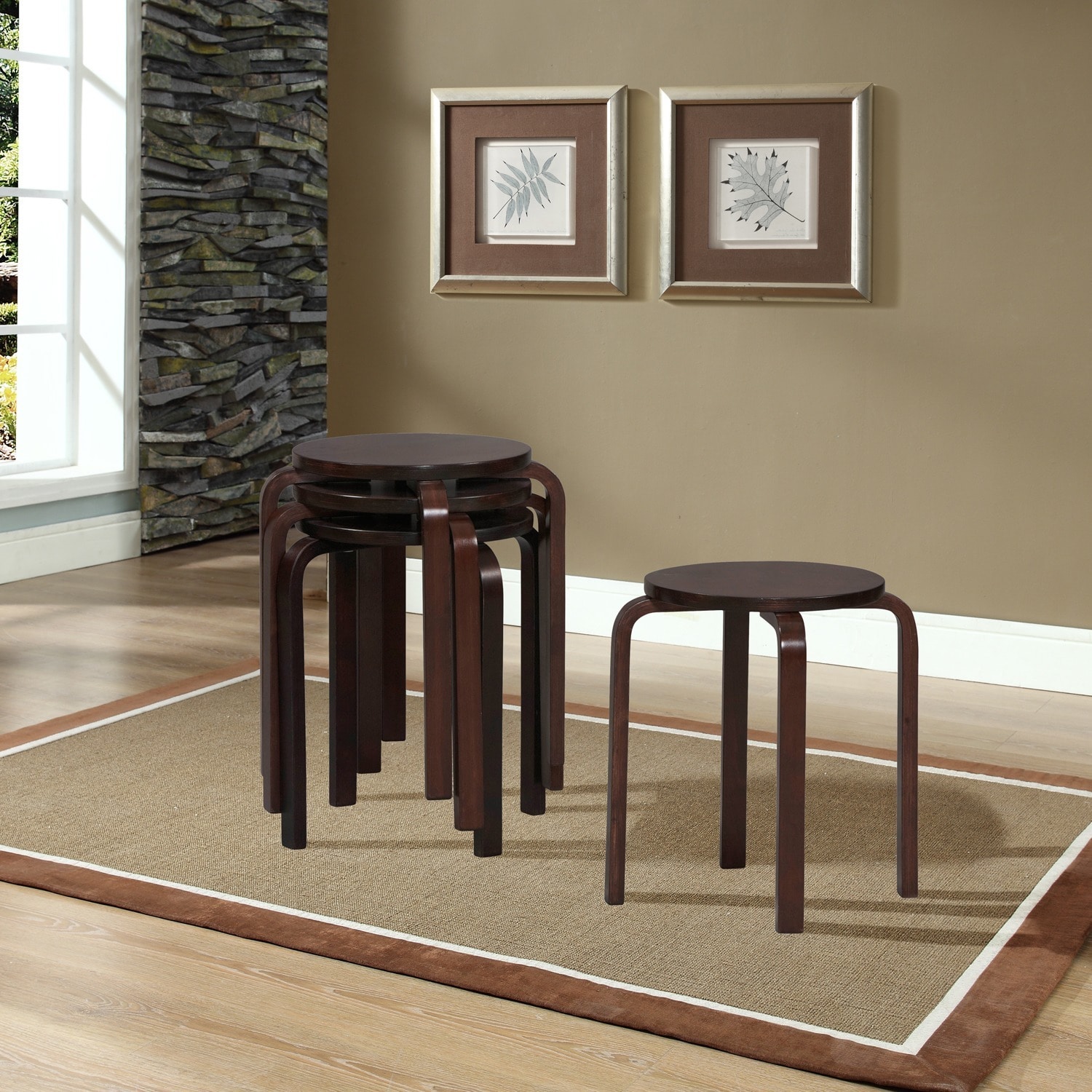 17 inch Wenge Cherry Bentwood Stackable Stool (set Of 4)